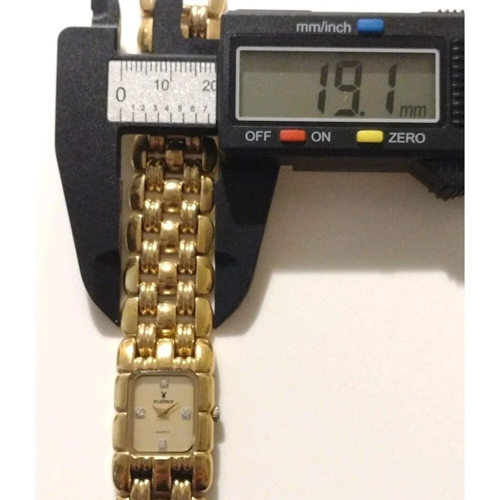 Vintage Playboy Gold Tone Time Force Swiss Watch Womens 20mm Quartz